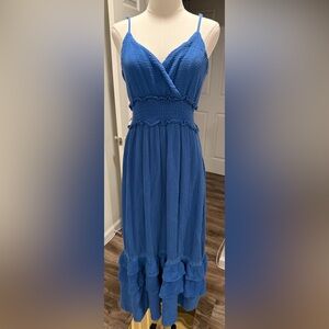 Just Me Blue Smocked Maxi Dress – Size L